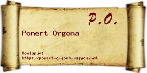 Ponert Orgona névjegykártya